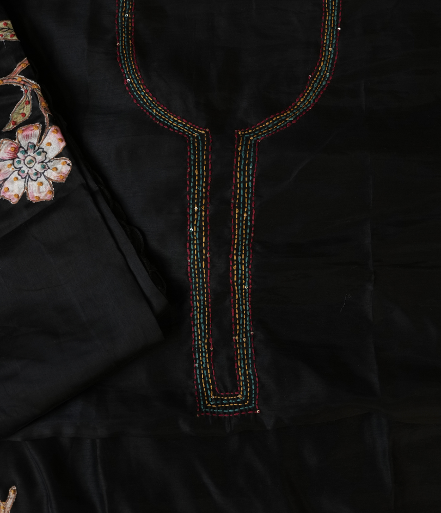 Noir Deer Garden Unstitched Suit Set
