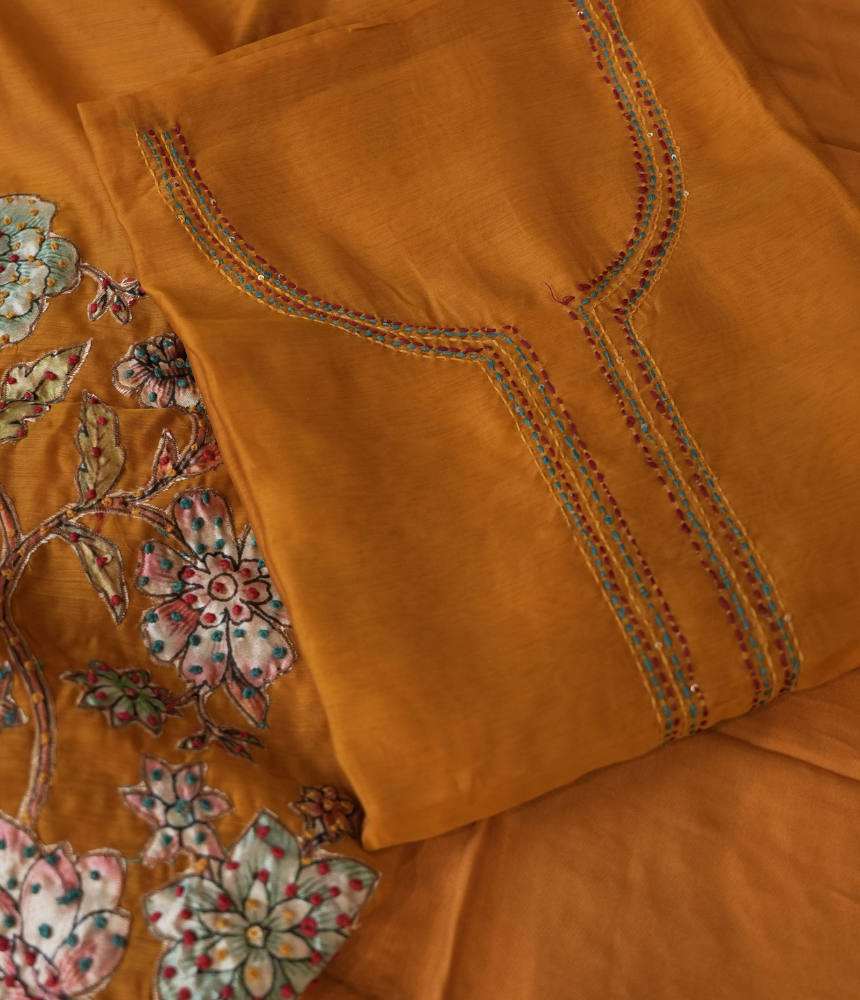 Marigold Mehfil Unstitched Suit Set