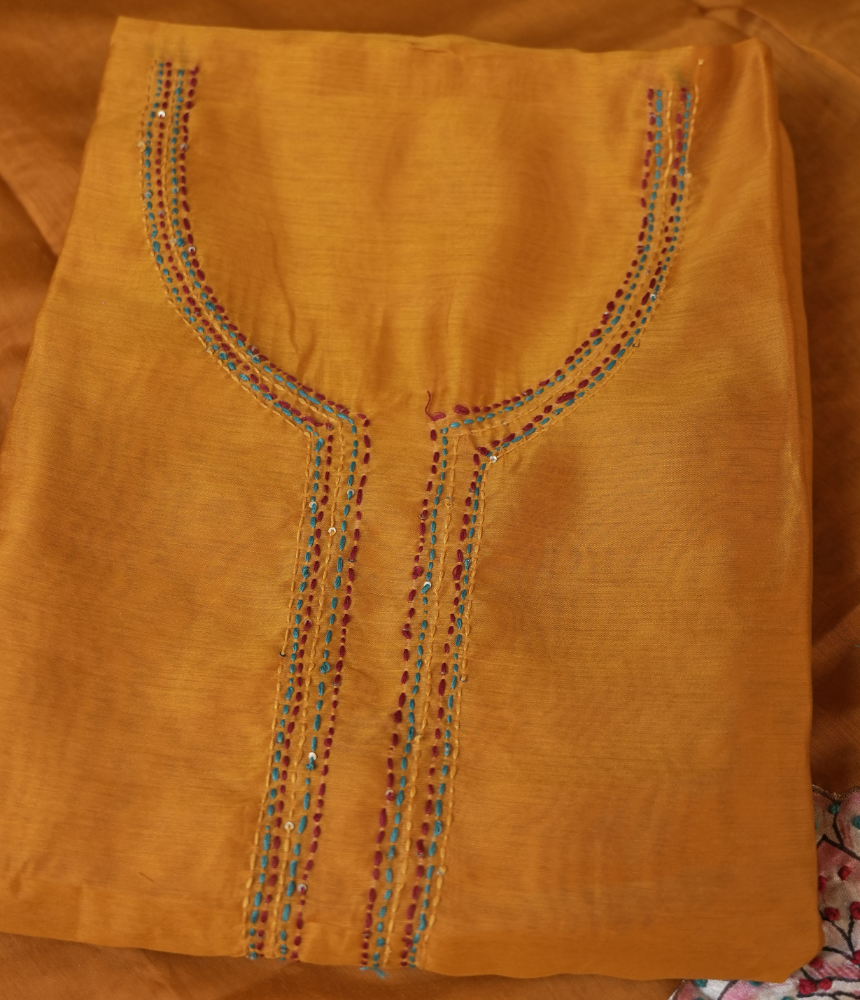 Marigold Mehfil Unstitched Suit Set