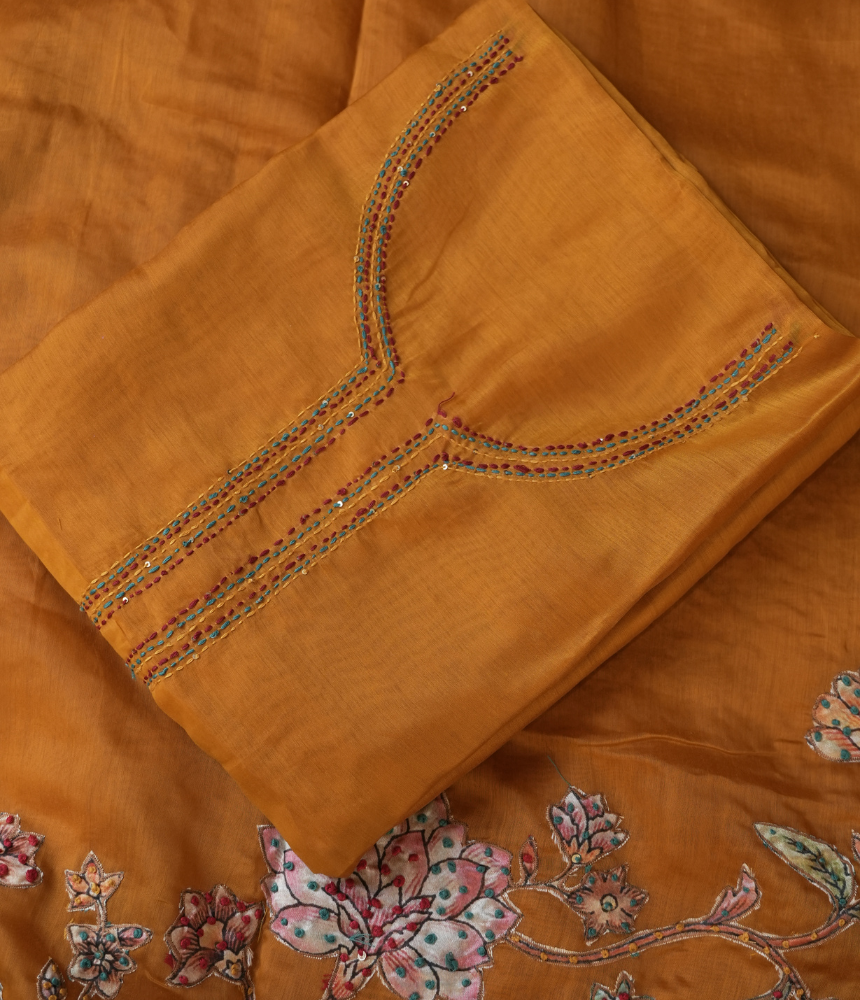 Marigold Mehfil Unstitched Suit Set