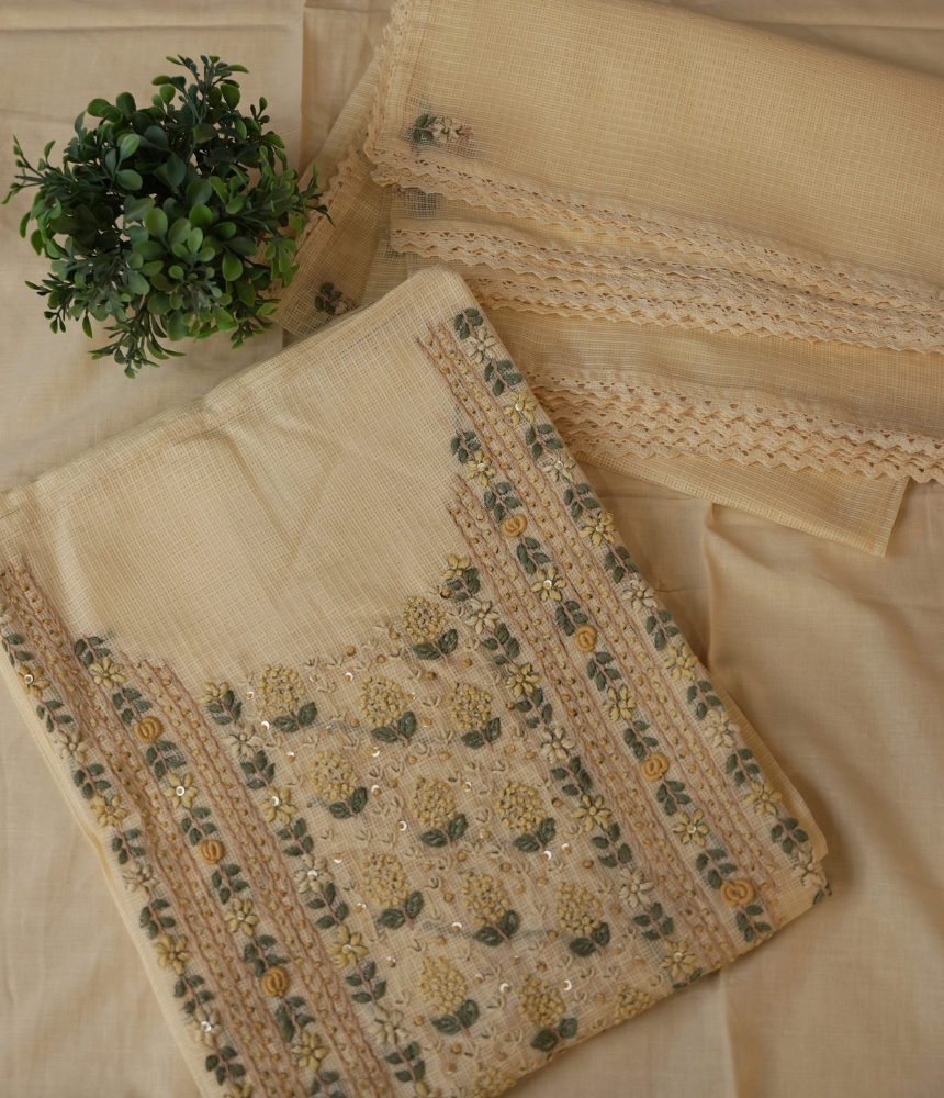 Gulnaar Unstitched Suit Set
