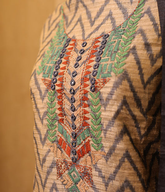 Aaranya Chevron Embroidered Kurta Set with Dupatta