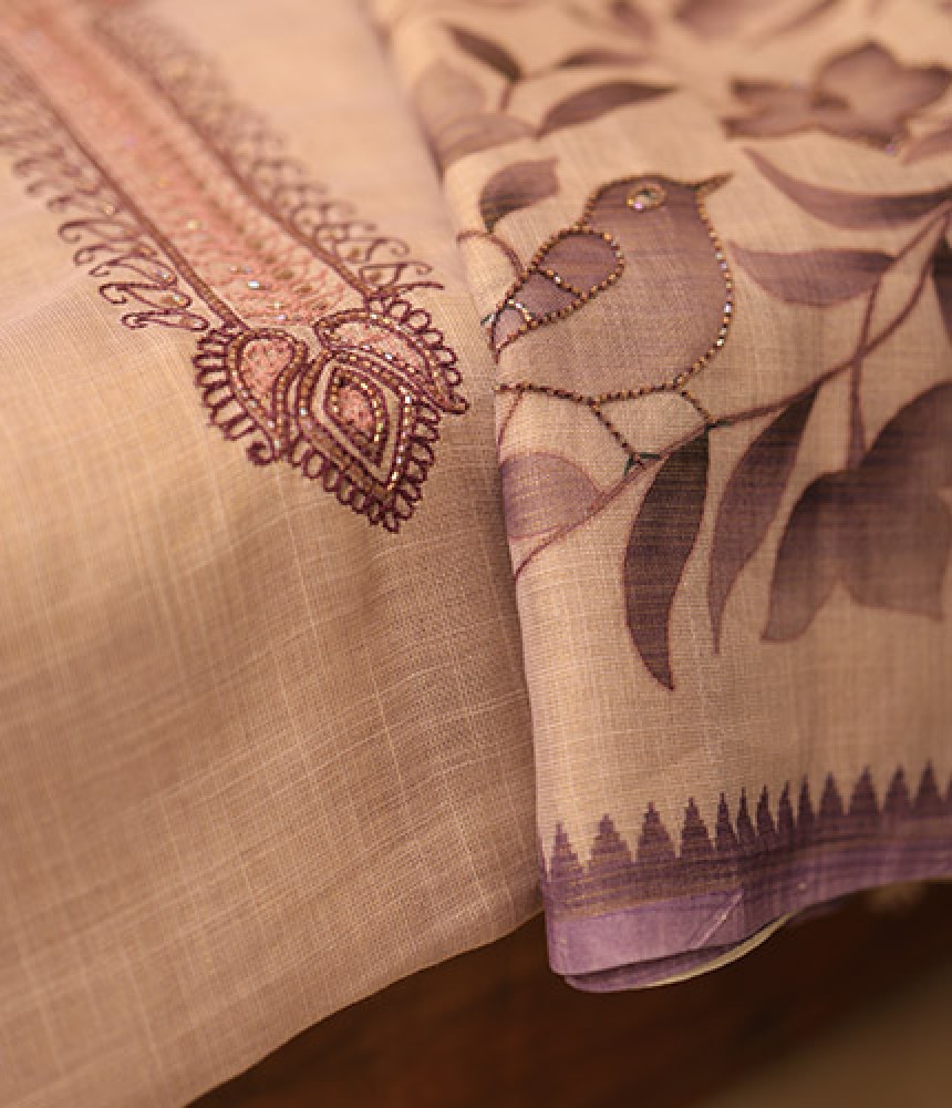 Gulraahi Pastel Embroidered Kurta Set with Printed Dupatta