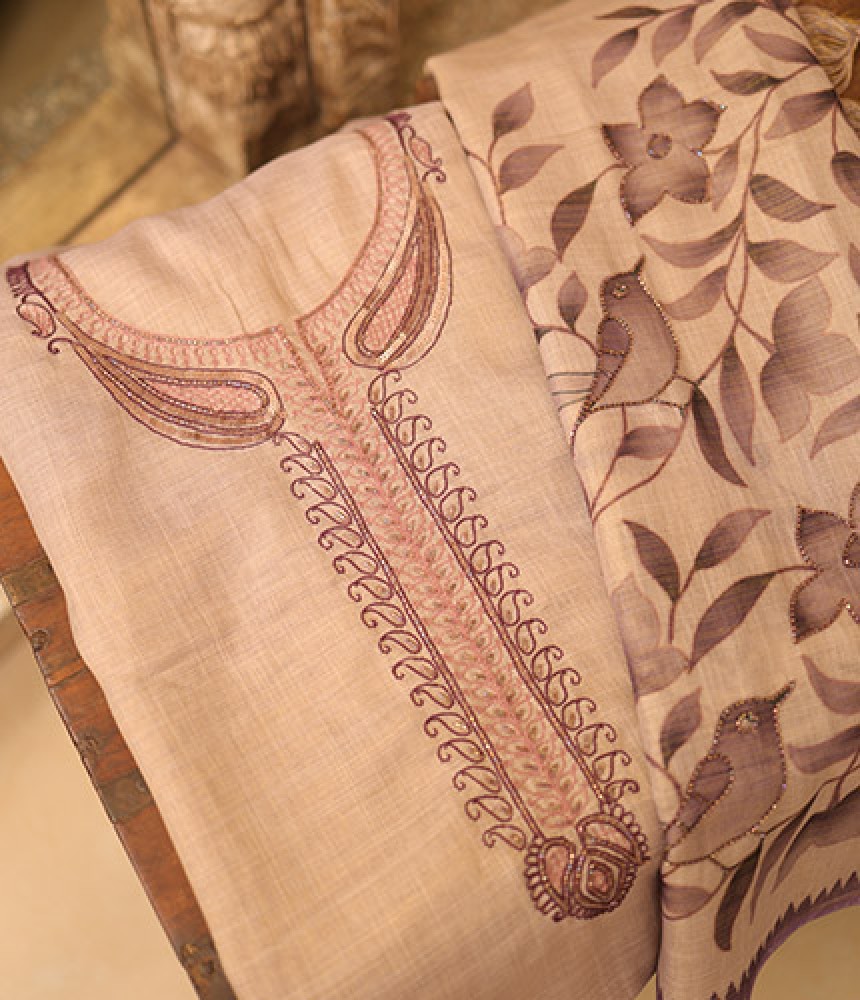 Gulraahi Pastel Embroidered Kurta Set with Printed Dupatta