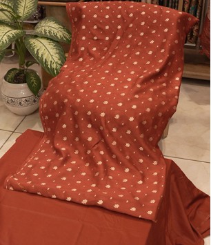 Terracotta Buta Woven Fabric