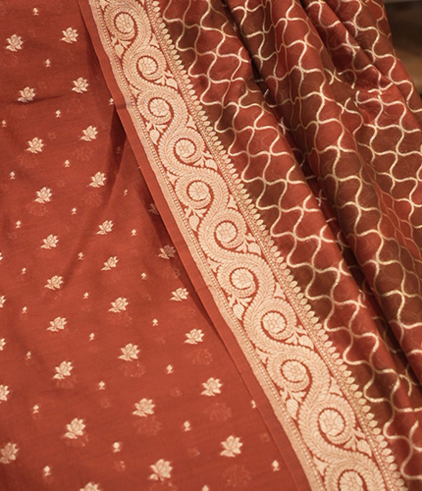 Terracotta Buta Woven Fabric